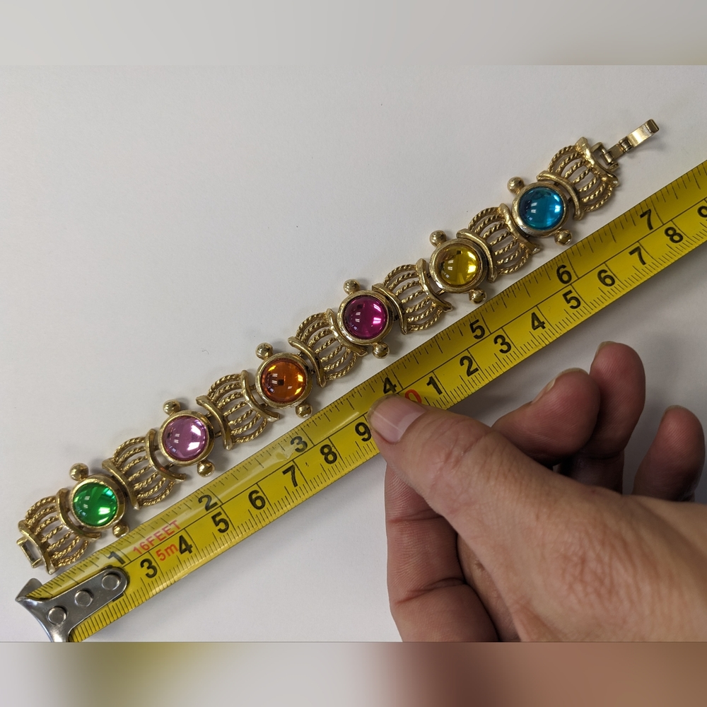 VTG COLORFUL JELLY BRACELET WITH GOLD ACCENTS - Picture 10 of 15